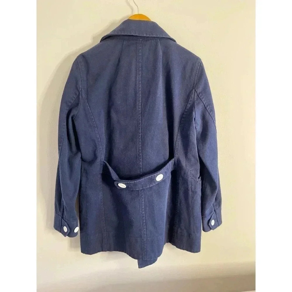 J Crew Heavyweight  Cotton Peacoat size 6 Navy Twill preppy nautical - Picture 7 of 12